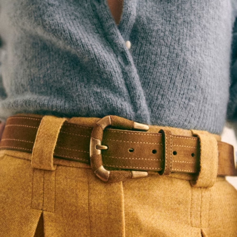 NWT Sezane Sophie Suede Belt in Taupe, 80 cm - Picture 4 of 6